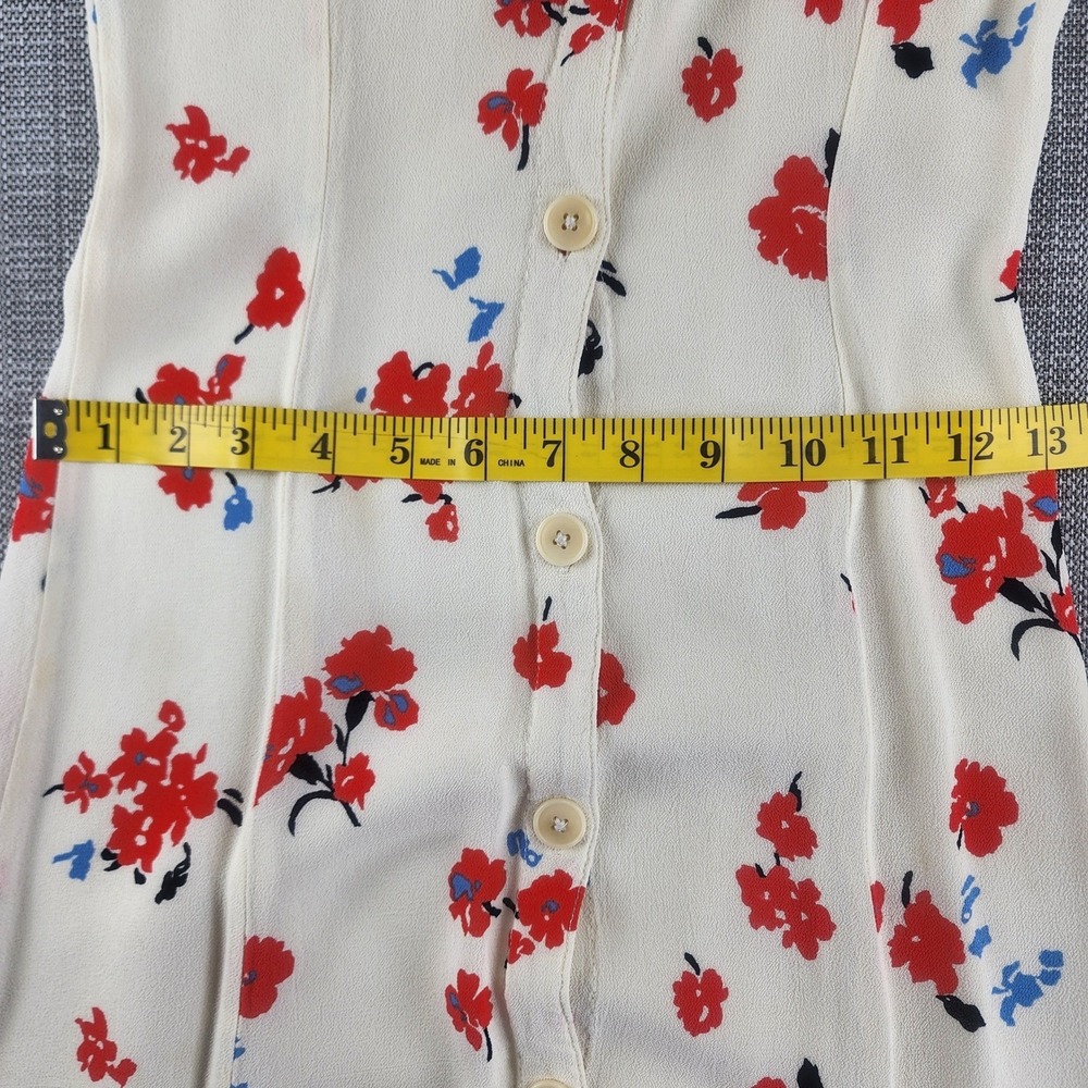 Reformation Sheila Floral Midi Dress 0 Ivory Red Blue Button Front Cottagecore - Picture 8 of 16